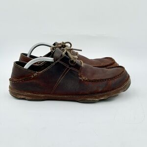 OluKai Ohana Li’ili brown leather loafers size 10/43